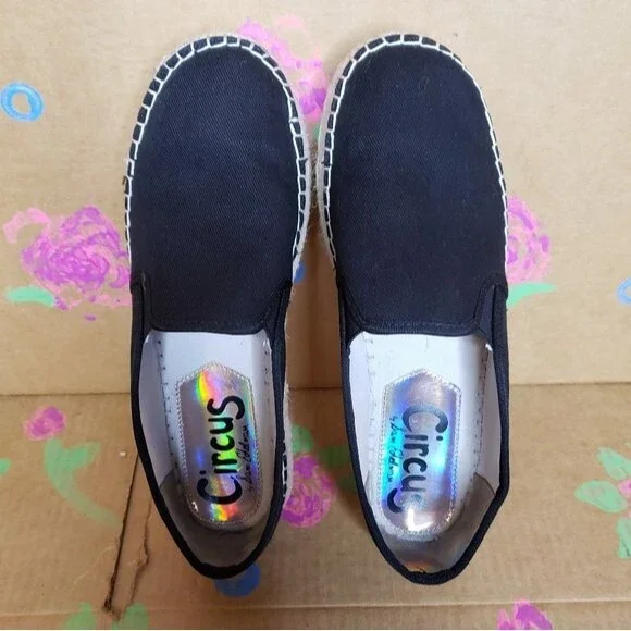 CIRCUS BY SAM EDELMAN CAMELLIA BLACK ESPADRILLE SHOES SIZE 8.5 - Picture 4 of 10